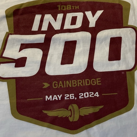 Indy 500 T-Shirt 108th Running Event Men's Size Large White New w/ Tags Nascar - Picture 4 of 5